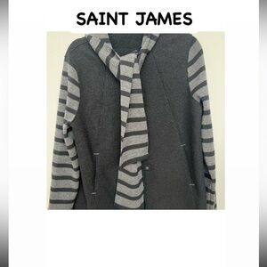 Saint James coat sweater peacoat black stripped top